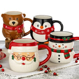 Signature Housewares Figural Christmas 4 Mug Set, Santa, Snowman, Penguin & Bear