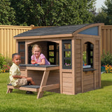 Wooden Outdoor Playhouse Kidkraft Sunny Bluff House Play Kitchen & Picnic Table