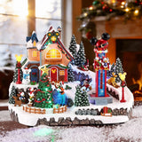 Disney Animated Musical Christmas Village with Mickey-Themed Bouncing Tower Ride