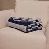 Banana Republic Wool & Cotton Jacquard Throw 60" × 70" Strip Blanket Stitch Trim