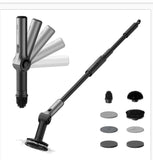 HOTO Flexi Cordless Spin Scrubber with Extension Rod, 8 Brush Heads, IPX7 Waterproof, 110-Min Runtime