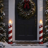 Mr. Christmas 36" Striped Metallic Blow Mold Candle - 2-pack Red & White Candles