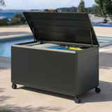 170 gal. Mirador Diamond Series Metal Outdoor Storage Box – Soft-Close Lid, Locking Wheels