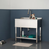 TRINITY 30" X 14" Heavy-Duty Stainless Steel Utility Sink with Pull-Out Faucet