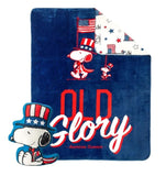 Peanuts Snoopy & Woodstock Old Glory Cloud Throw Blanket and Plush Pillow Set