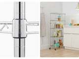 TRINITY Basics EcoStorage Pantry Rack with Wheels – 5-Tier Narrow Rolling Chrome Steel Storage Rack