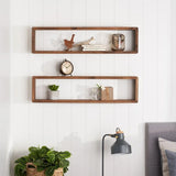 TRINITY 2 Pack 32"W x 4"D x 8"H Stackable Floating Box Knotty Alder Wood Shelves