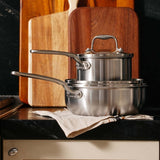 Made In Tri-Ply Stainless Steel Cookware Set, 13 Pc Pots Pans Pasta Insert Italy