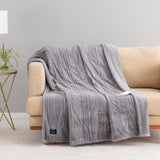 50" × 60" Berkshire Life Heated Faux Fur Throw – 4 Heat Settings, Reversible