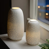 Set of 2 Evergreen LED Porcelain Lantern - Decorative Handmade Porcelain Lantern