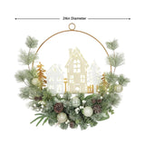 Member’s Mark 24" Pre-Lit Village Christmas Wreath with 50 LED Lights & Timer