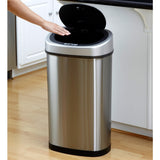 Nine Stars Stainless Steel Motion Sensor Trash Can Set, 50L and 8L Touchless Can