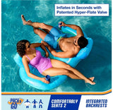 SwimWays Spring Float Premium Duo – 2-Person Inflatable Pool Float Chair with Fast Inflation, Mesh Seating & Cup Holders