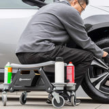 Powerbuilt Heavy Duty Rolling Shop Seat with Tool Storage Drawer, Locking Swivel Casters & Removable Trays