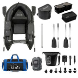 Kino Outdoor Kai Inflatable Belly Boat Bundle – Fishing Float Tube Set w/ Storage