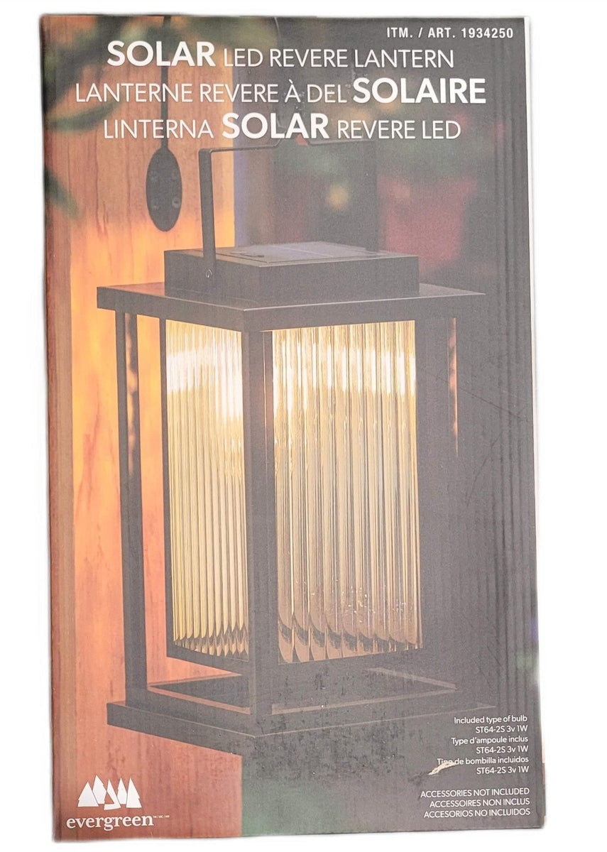 Evergreen Solar LED Revere Metal Lantern with Glass Enclosure ...