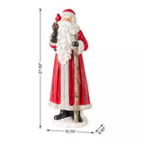 27.5" Hand-Painted MGO Santa Claus Porch Décor with Cardinal and Gift Sack