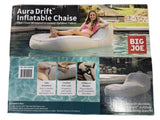 Big Joe Aura Drift Inflatable Pool Float Chaise w/ Pump Fabric Cover 400lb