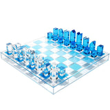 Acrylic Games Acrylic Chess & Checkers Gameplay 2-in-1 Set, Sapphire Blue