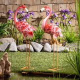 Evergreen 35”H Solar LED Flamingo Pair, Set of 2