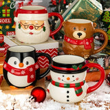 Signature Housewares Figural Christmas 4 Mug Set, Santa, Snowman, Penguin & Bear