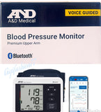 A&D Medical Bluetooth Upper Arm Blood Pressure Monitor with Voice Guidance