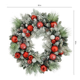 30" CGH Flocked Pre-Lit Artificial Christmas Wreath with 50 Warm White LED Lights