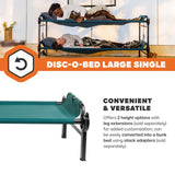 Disc-O-Bed XL Single Camping Cot – Portable Folding Cot Bed with Carry Bag, Side Organizer & 500 lb Capacity