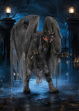 7.3 Ft Animated Gargoyle Halloween Animatronic with Flapping Wings, Red LED Eyes & Motion Sensor Sound Effects