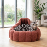 PawsPik 20" 3-in-1 Convertible Plush Cat Cave & Donut Bolster Hideaway Pet House