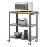 Seville Classics Stainless Steel Kitchen Cart, Storage Basket & Wheels Workspace