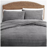 Frye 2" Solid Channel Luxury Faux Fur Comforter 3 Piece Queen Set, Reversible