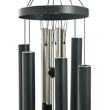 Stylecraft Double Wind Chime, 46.4" Hanging Aluminum Chimes, Black & Silver