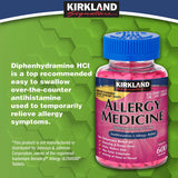 Kirkland Signature Allergy Relief Medicine 25mg 600 tablets Compare to Benadryl