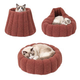 PawsPik 20" 3-in-1 Convertible Plush Cat Cave & Donut Bolster Hideaway Pet House