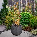 GHP 55" Calla Lily Fountain - Galvanized Steel Copper Finish Resin Base + Rock