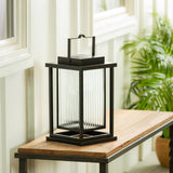 Evergreen Solar LED Revere Metal Lantern with Glass Enclosure