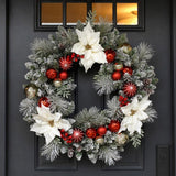 30" CGH Pre-Lit Artificial Christmas Wreath with 50 LED Lights and Timer
