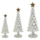 3-Piece Wood-Inspired Holiday Tree Set, Whitewashed Resin Christmas Trees Décor