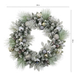 30" CGH Flocked Pre-Lit Artificial Christmas Wreath with 50 Warm White LED Lights