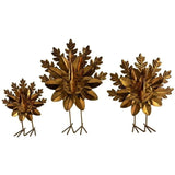 Member's Mark 3-Piece Metal Turkey Décor Set, Metallic Gold Harvest Figurines