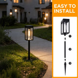 Lutec 4-pack 25 Lm Solar LED Pathway Lights - Aluminum Glass Frame Garden Lights