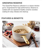 GreenPan Reserve Ceramic Nonstick 5-Piece Cookware Set with Gold Handles