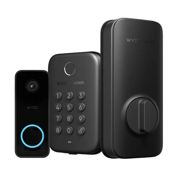 Wyze 2k Wired Video Doorbell and Smart Lock Bolt Security Bundle