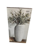 Elements Rustic Ceramic Temple Vase - Stoneware Decorative Vase w/ Ridged Finish