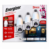 Energizer 1000-Lumen Smart Wi-Fi Light Bulb Security Cameras, 3-Count