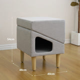 Catry Atwood Folding Pet Ramp with Condo, Convertible Pet Stool, Slope Cat Condo
