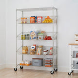 TRINITY EcoStorage 5-Tier Wire Shelving w/ Baskets & Dividers NSF Chrome 48x18x7