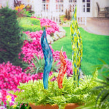 Evergreen Hand-Blown Décor Glass Garden Stakes, Set of 3