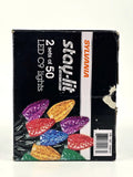 Sylvania Stay-Lit 2 Sets of 50 C9 Faceted LED Christmas Lights - Multicolor